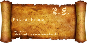 Matics Emese névjegykártya