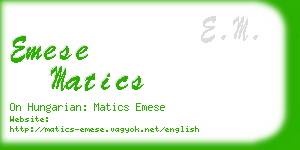 emese matics business card